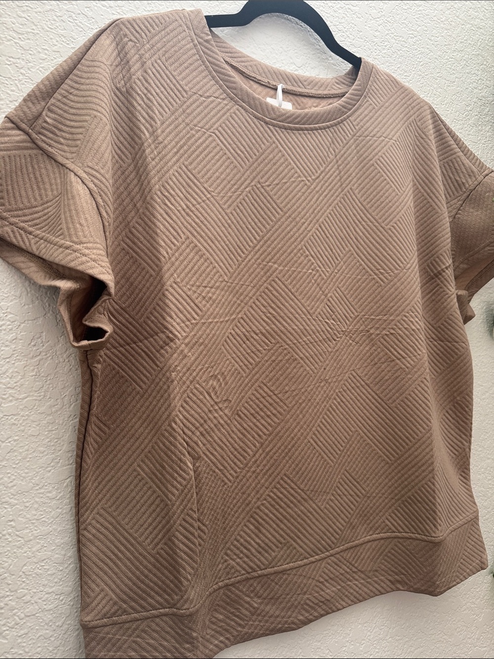Taupe Brown Textured 2 Piece Lounge Set Wide Leg Pants Women’s Medium - Picture 4 of 12
